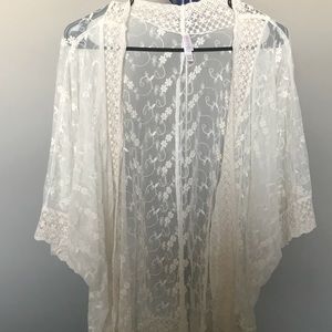 White/cream lace kimono